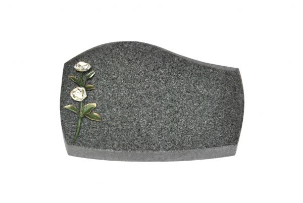 Liegeplatte, Padang Dark Granit mit Fasen 30cm x 20cm x 4cm, inkl. farbiger Doppelrose