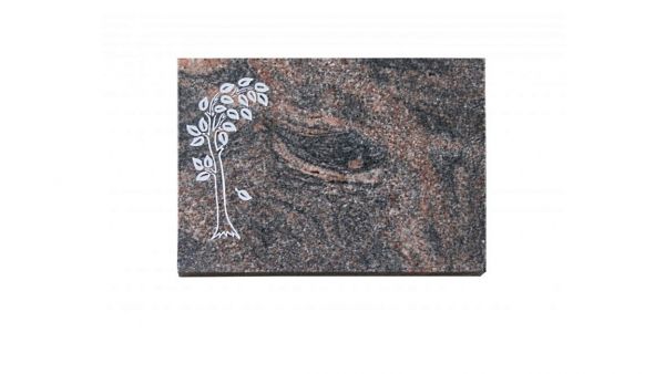Liegeplatte, Himalaya Granit rechteckig 40cm x 30cm x 3cm, inkl. vertieften Baum