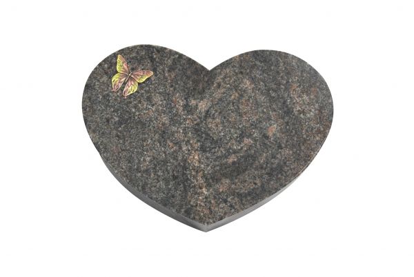 Liegestein Herz, Himalaya Granit, 50cm x 40cm x 10cm, inkl. farbigen Schmetterling